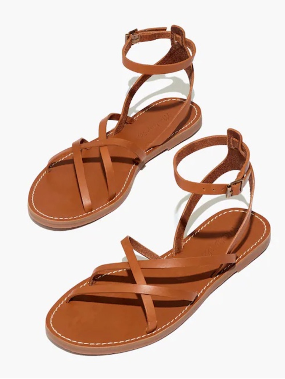 Madewell The Boardwalk Skinny-Strap Sandal size 8.5 in English Saddle Tan
